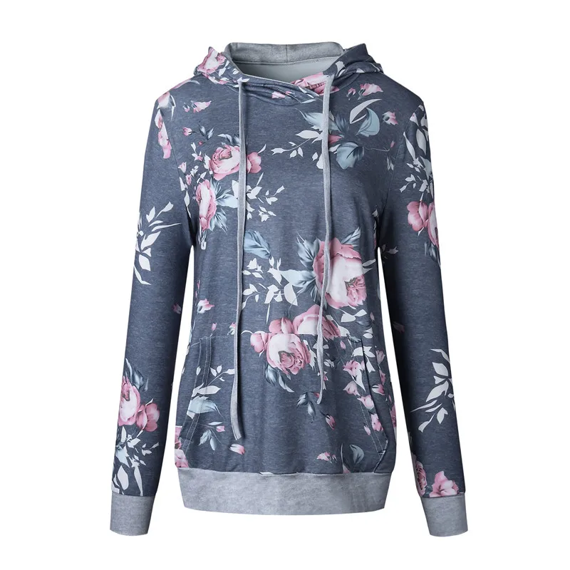 Women Slim Camouflage Hooded Sweatshirt Casual Pocket Floral Print Hoodies New Autumn Warm Winter Hoody Fashion Clothes