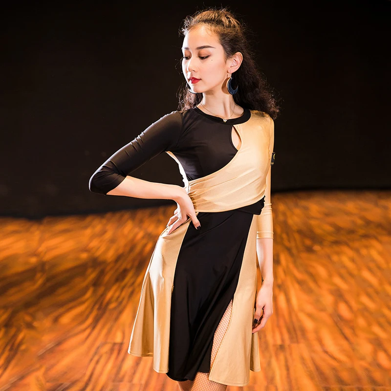 Dress Новое платье для латиноамериканских танцев, осеннее платье для танцев, костюм для выступлений, женская одежда для тренировок, профессиональное современное платье для танго BL2858 - Цвет: Dress