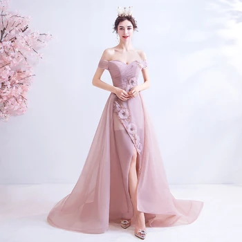 

pink legent corset Vestidos embroidery beading long dress Luxurious off shoulder noble bride dress Q0-Y2MA-KLYR