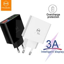 Mcdodo EU USB зарядное устройство для iPhone X XR XS Max для xiaomi samsung huawei светодиодный дисплей 3 порта USB быстрая зарядка 3A адаптер для телефона