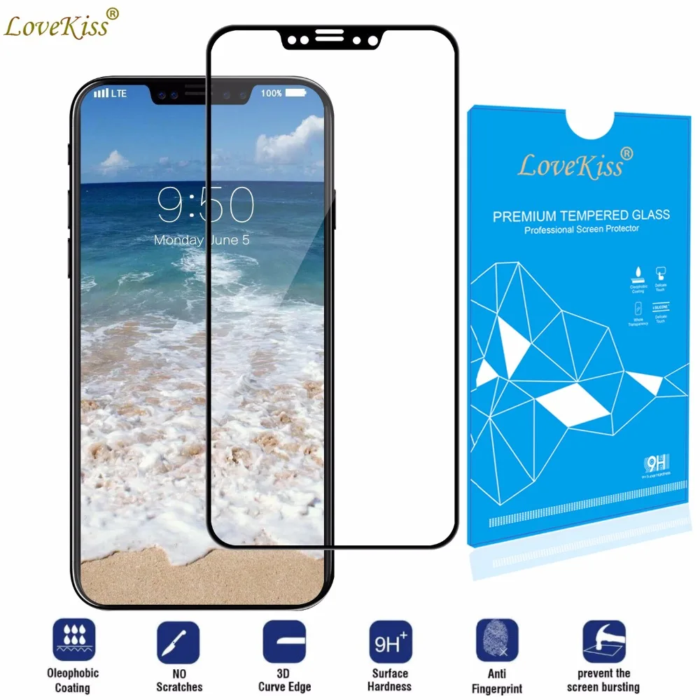 Полноразмерная защитная пленка из закаленного стекла для iPhone 11 Pro Max X 5S 6 6S 7 8 Plus XR XS