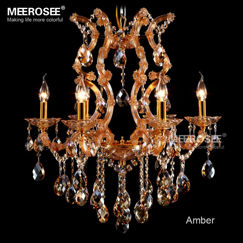 Lámpara de araña de cristal ámbar de lujo, candelabros de estilo Maria ...