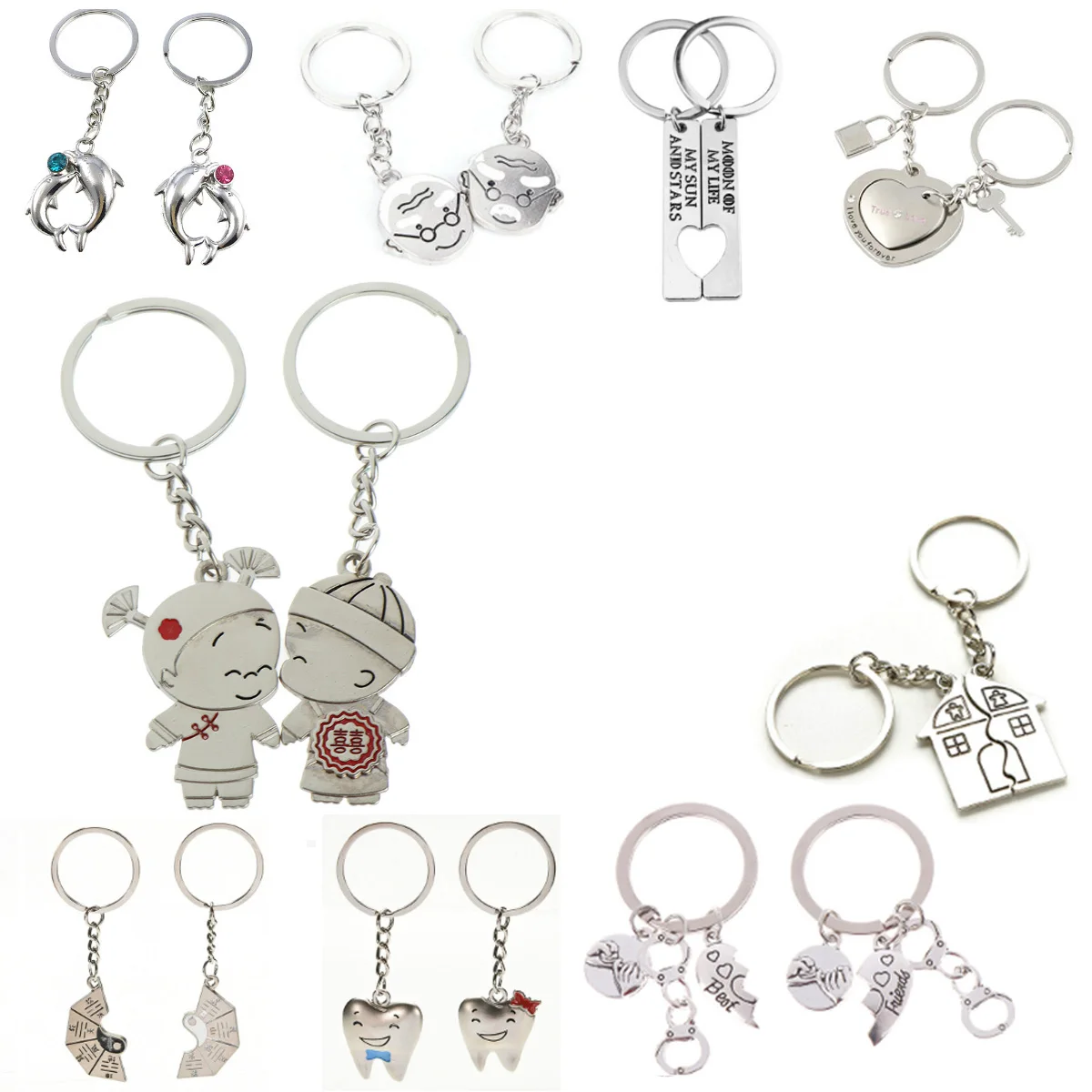 Love You Beer Cap Bottle Opener Silver Couple Keyrings Lovers Puzzle Key Chains 