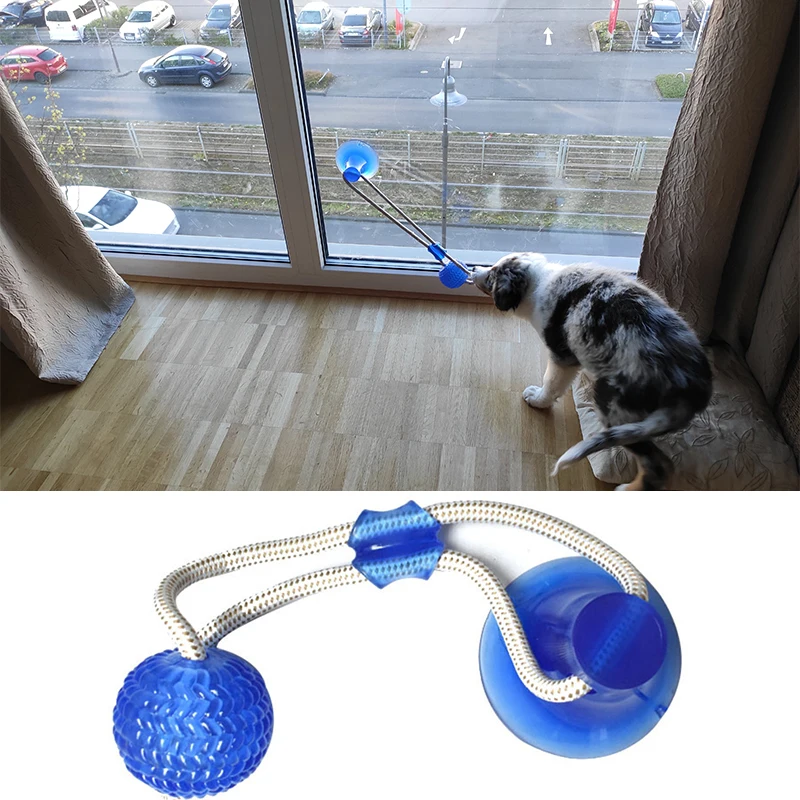 Dog Interactive Suction Cup Push TPR Ball Toys Pet Molar Bite Toy Elastic Ropes Dog Tooth Cleaning Chewing Pet Puppy Dog Toys