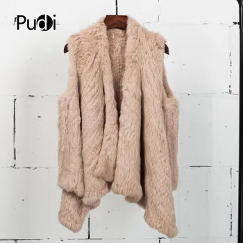 

VT7010 women rabbit fur veat Knit Rabbit Fur Think Vest With Long Collar Coat Jacket Fur Waistcoat Quality A
