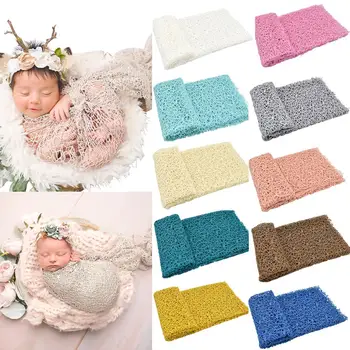 

Newborn Baby Sleeping Blanket Stretchy Mesh Lace Wrap Swaddle Photography Props