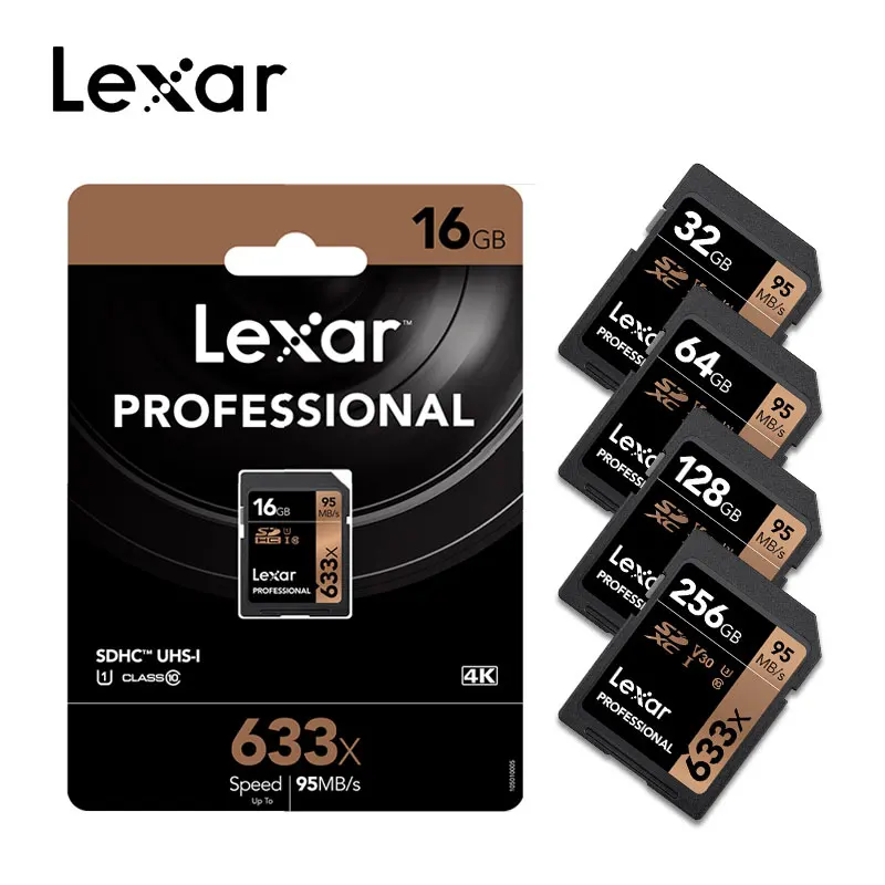 Lexar,, 64 ГБ, sd-карта, 256 ГБ, карта памяти, 32 ГБ, UHS-I, флеш-карта, 128 ГБ, 16 ГБ, высокая скорость до макс. 95 м, класс 10, 633x, для камеры