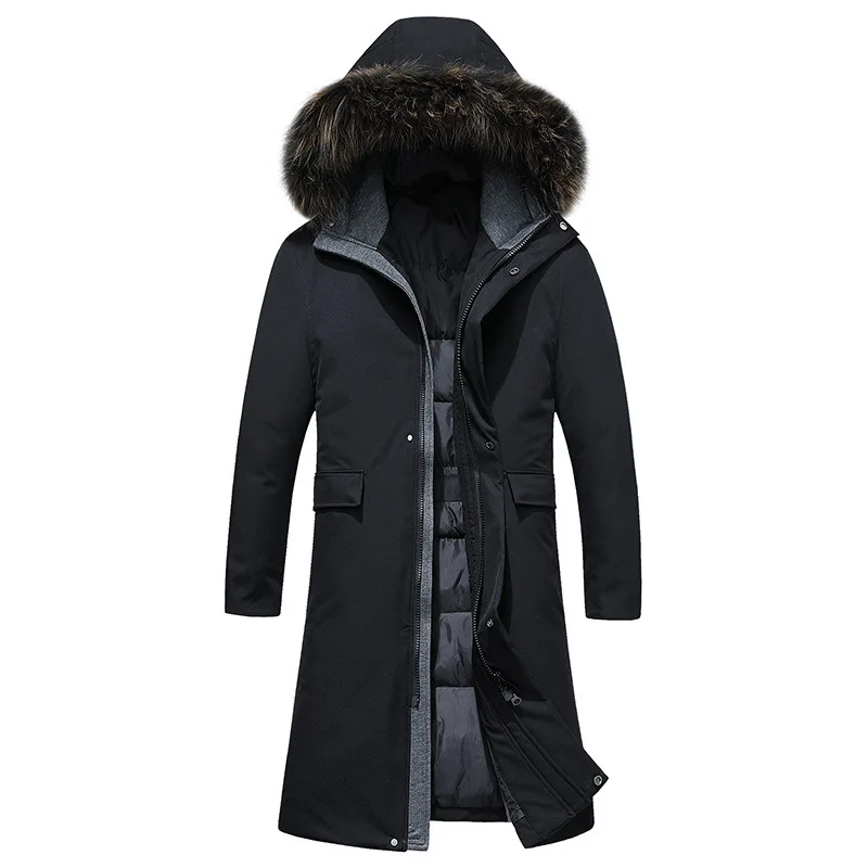 Новинка года; длинный воротник из натурального меха; Doudoune Hiver Homme