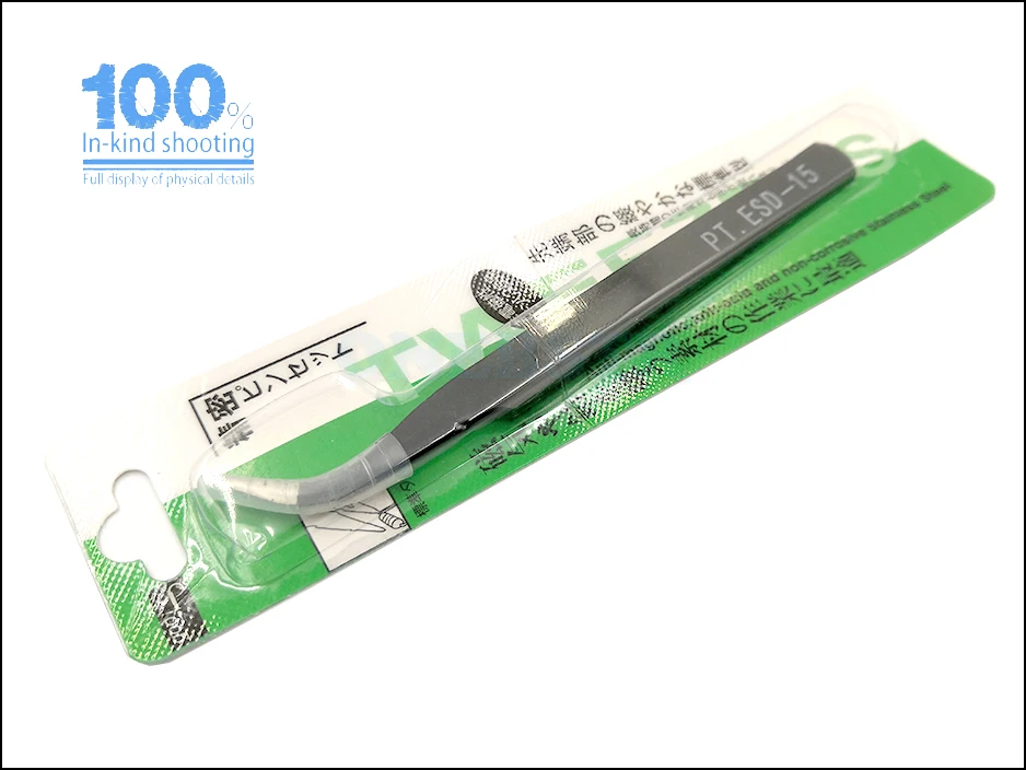 Anti-static small tweezers stainless steel straight elbow cleaning residual supplies tools DIY 3d Printer parts 15