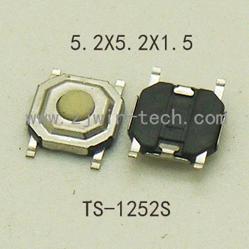 

1000pcs/lot light touching Rubber Push Button low-profile Momentary Tact switch 5.2X5.2mm,H=1.5mm 4pin SMD Surface Mounting