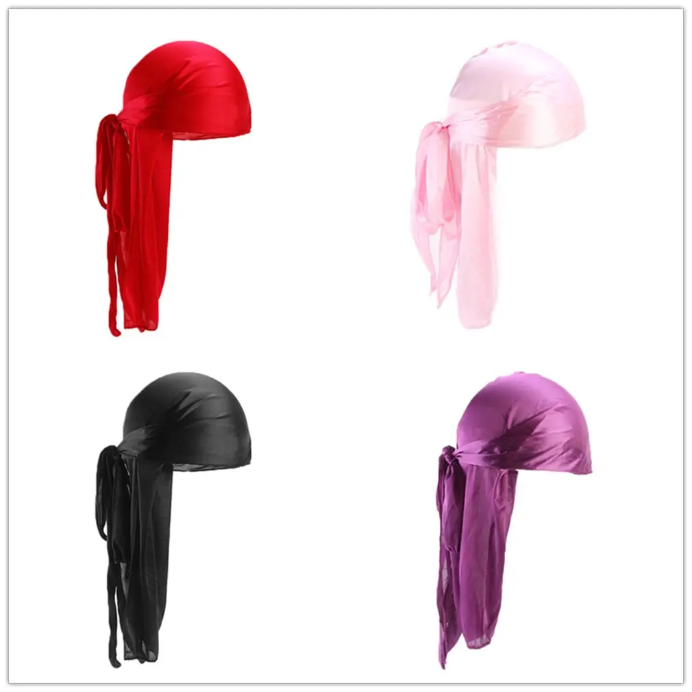 Men Women Silk Satin Breathable Silky Durag 360 Wave Cool Bandana Hat Turban afbeelding
