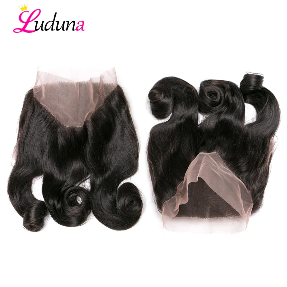 Luduna 360 Lace Frontal Closure Loose Wave Brazilian Human Hair Pre Plucked With Baby Remy | Шиньоны и парики
