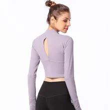 Облегающая одежда для йоги с длинными рукавами, футболка, Спортивная футболка на молнии, футболка с длинными рукавами для занятий спортом и фитнесом, футболка для тренировок