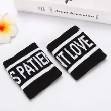 2Pcs/Pair Adult Kids Running Sports Sweatband Hip-Hop Letters Colored Striped Dancing Wrist Support Brace Wraps Guards