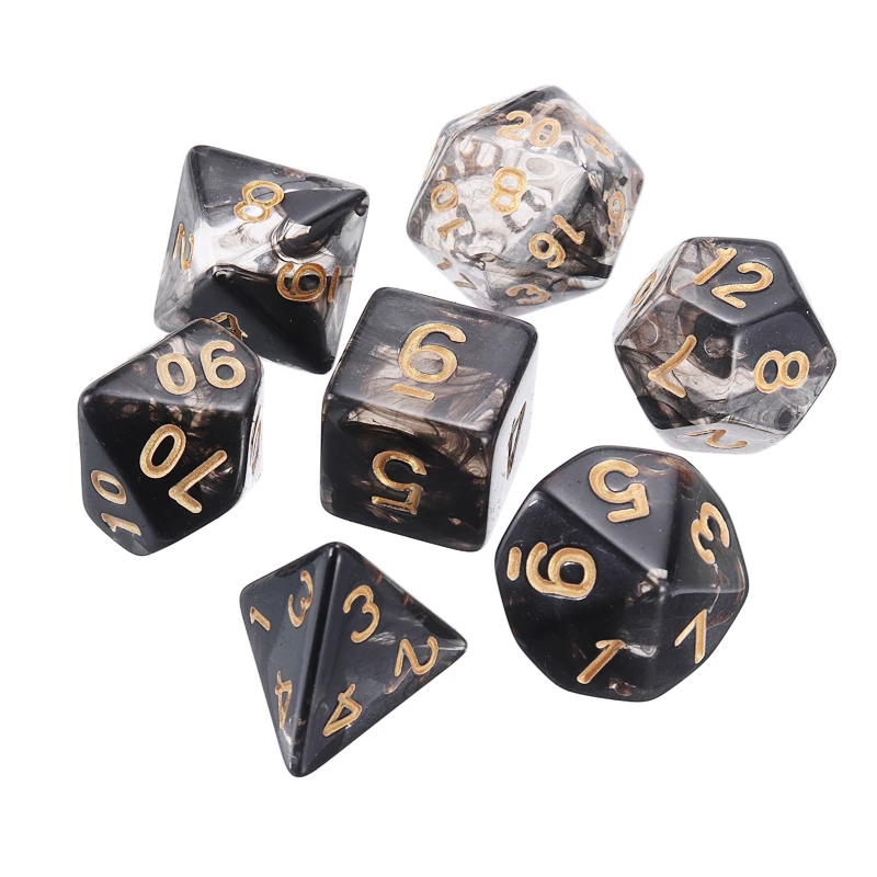Хит продаж 7 шт./компл. полупрозрачные черные игральные кости набор многогранных