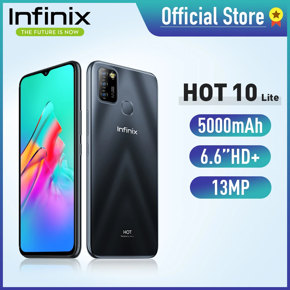 Infinix Горячая 10 Lite смартфонов 6 &quot ВЫСОКАЯ ЧЁТКОСТЬ Дисплей 5000 мА/ч 13MP тройной