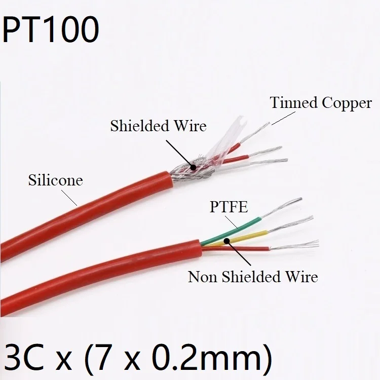 PT100 термопара провод силиконовый OD 4 5 мм PTFE изолированный 3 ядра Луженая Медь