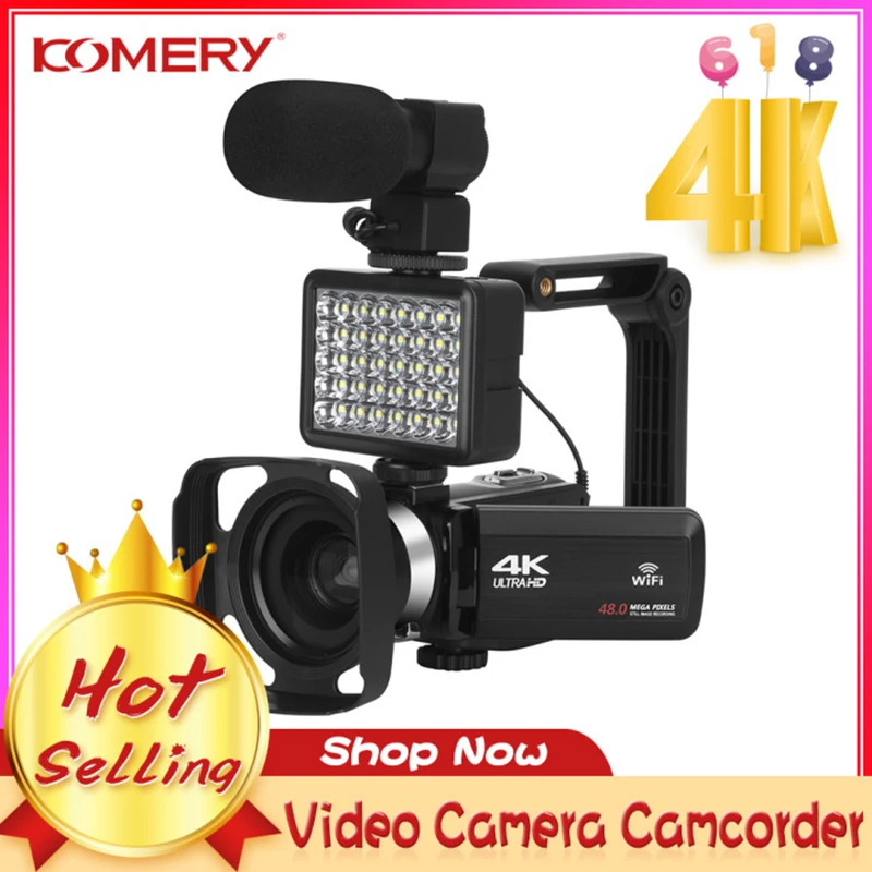Komery 4k Camcorder Youtube Camera For Live Streaming Builtin Fill
