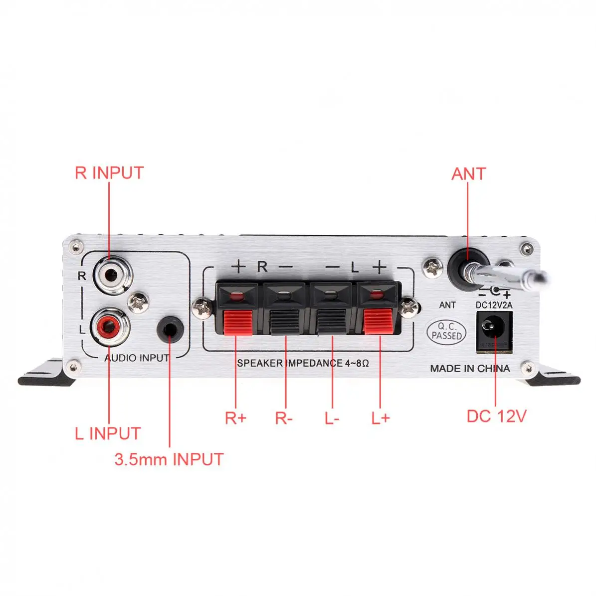 LP-A68 15W x 2 2CH HI-FI Digital Audio Player Car Amplifier FM Radio Stereo Player Support SD / USB / MP3 DVD Input EU/US Plug