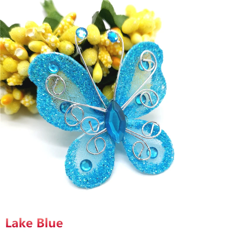 Lake Blue 2 шт./партия красивая бабочка DIY аксессуары для одежды шляпа декоративные аксессуары для рукоделия# pj8192 - Цвет: Lake Blue