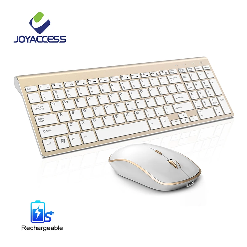 Ultra Thin Wireless Keyboard and Mouse Business Combo Low Noise Reachargeable Wireless Keyboards
