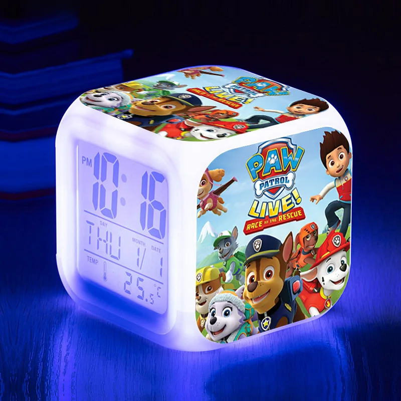 Paw Patrol светодиодный аниме Рисунок мультфильм будильник Patrulla Canina Ryder фигурки детский будильник подарки на день рождения 7D08