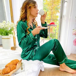 Womens Silk Satin Pajamas Pyjamas Set Sleepwear Short Couple Pajamas Suit Female Fashion 2021 Sleep Two Piece Set Pijama