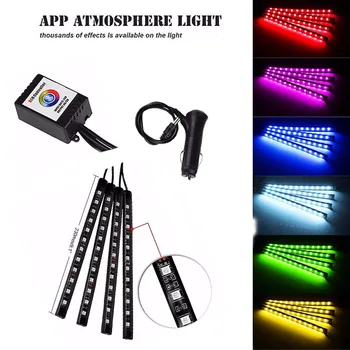 

LED Car 5050 Colorful Atmosphere lamp 9 12 18smd bulb APP Voice Control One To Four Bluetooth RGB Remote Control Music lamp