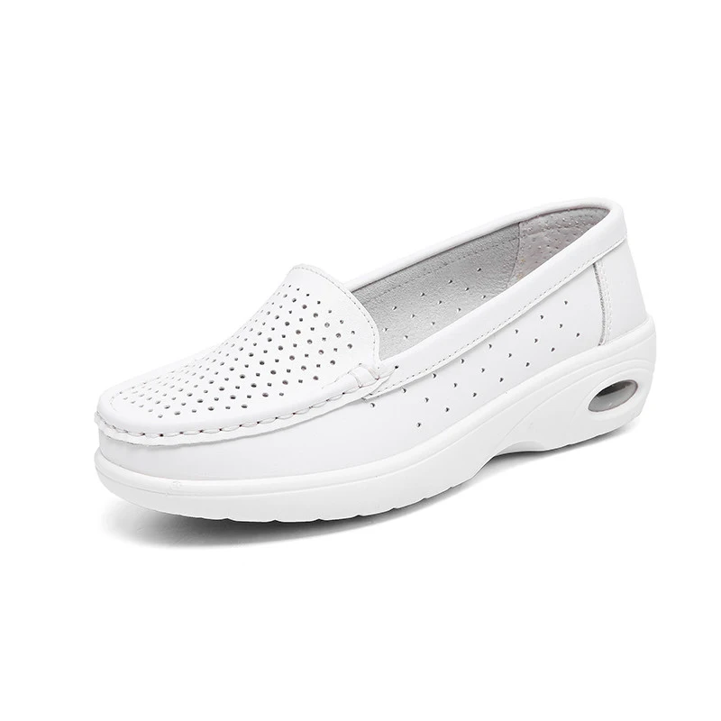 Slip on Women Casual Shoes Solid Colors Soft& Comfortable Women Loafers Shoes Breathable Durable Women Flat Shoes 35-40 - Цвет: hole