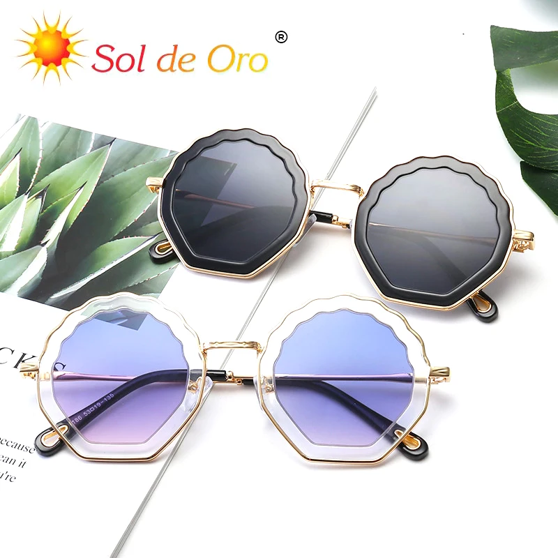 SOL DE ORO круглая оправа гофрированные очки Полигон цветок форма Солнцезащитные очки женские элегантные оригинальные солнцезащитные очки