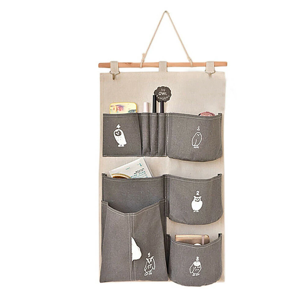Простой домашний декор, настенная дверь, шкаф, подвесной органайзер для хранения, Карманный мешочек, сумка, милая домашняя коллекция для хранения - Цвет: gray