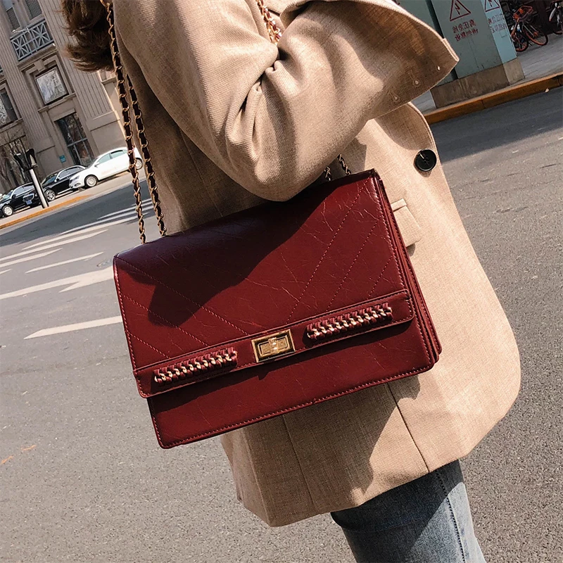 

Louis Brand Simple Casual Chain Bag Leather Shoulder Bag 2019 New Fashion Large Capacity Bag Lady Atmospheric Messenger Handbag