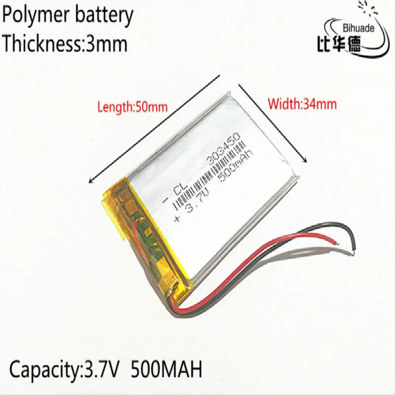(Бесплатная доставка) батарея 033450 500 мАч литий-ионный полимерный аккумулятор качество товара качество CE FCC ROHS Сертификация орган