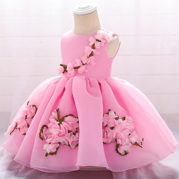 

0-2 Year Children Clothes Baby Girl Dresses for Wedding Party Summer Kids Girls Birthday Dress 3D Flower Princess Prom Dress