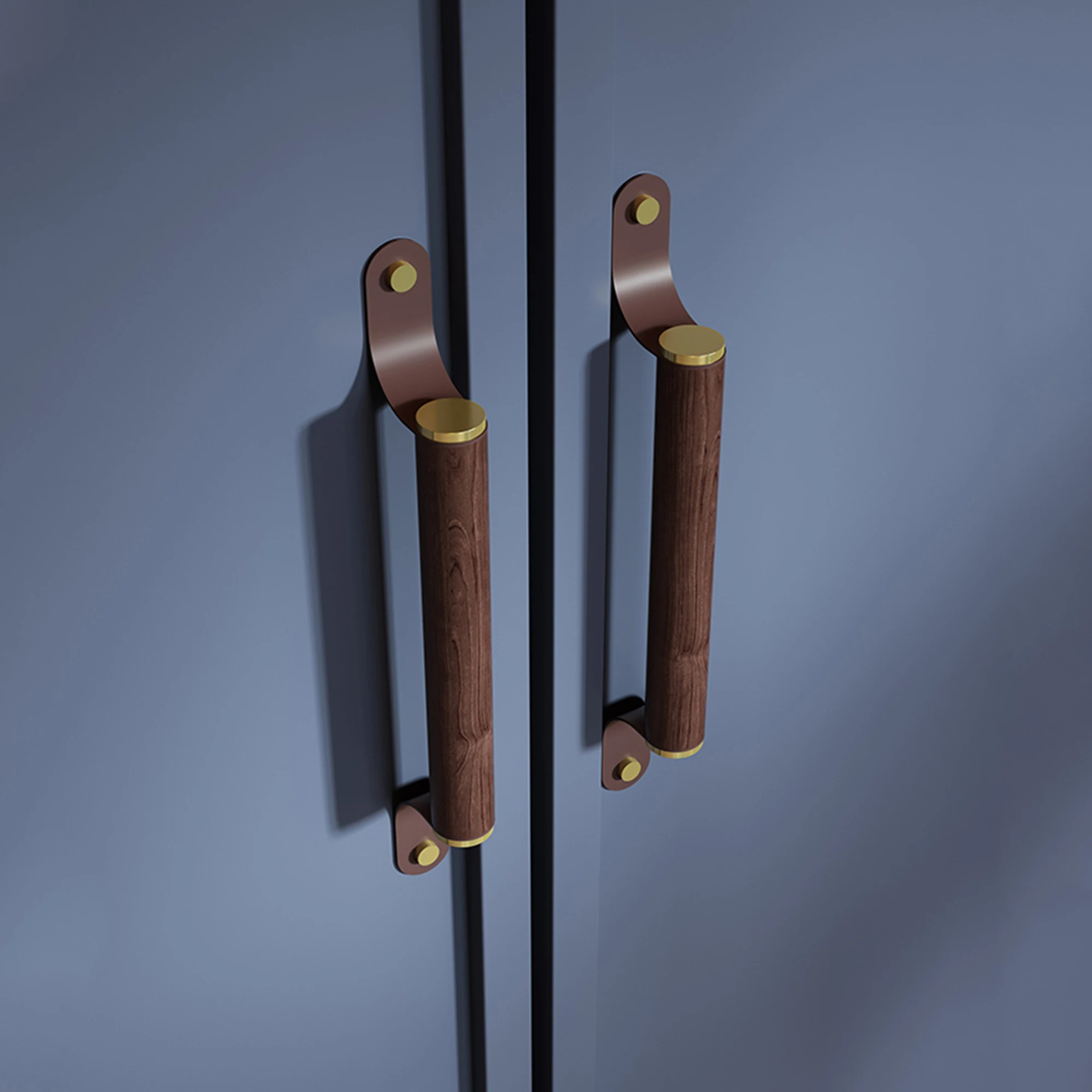 Деревянные регулируемые мебельные ручки Длинные для шкафа и ящика кожаные