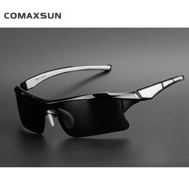 COMAXSUN Professional Polarized Cycling Glasses Bike Bicycle Goggles Driving Fishing Outdoor Sports Sunglasses UV 400 Tr90 Style 3 Black White