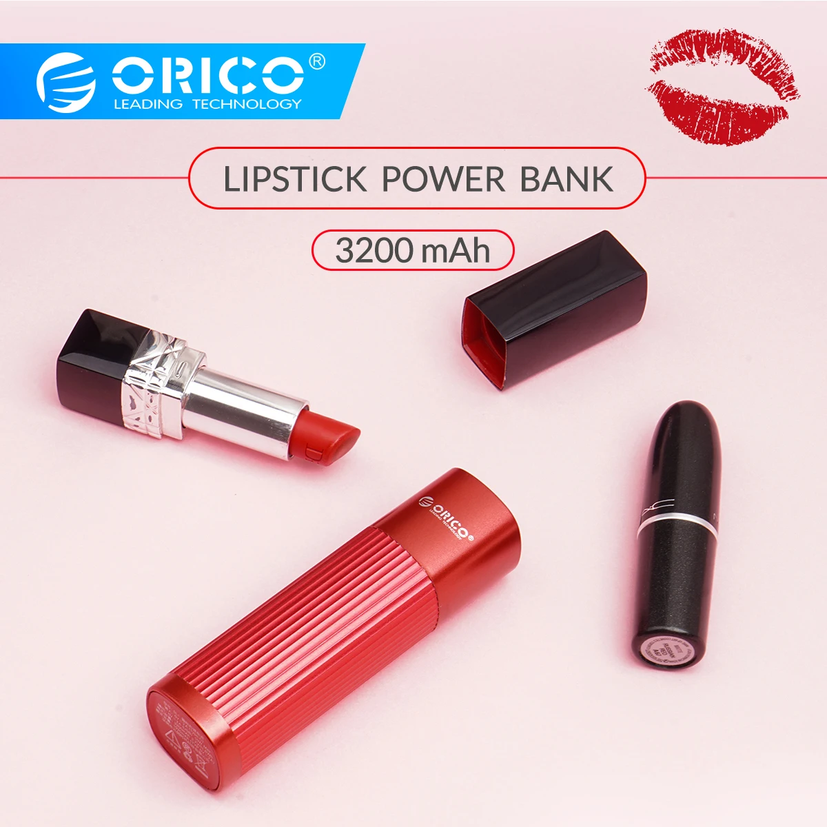 

ORICO 3200mAh Mini Portable Woman Lipstick Mobile Power Bank External Mobile Battery For The Phone USB Type C Charger Powerbank