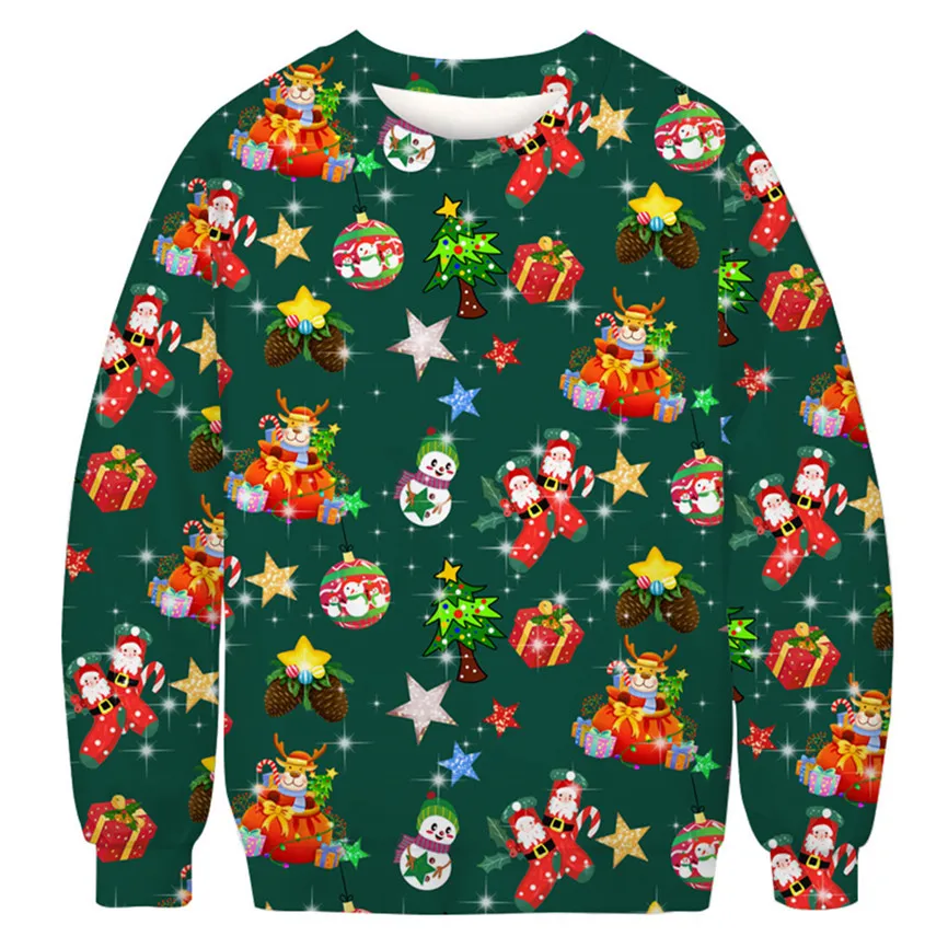 Зимний пуловер толстовки для мужчин 2019 женщин Забавный Рождественский 3D Рисунок