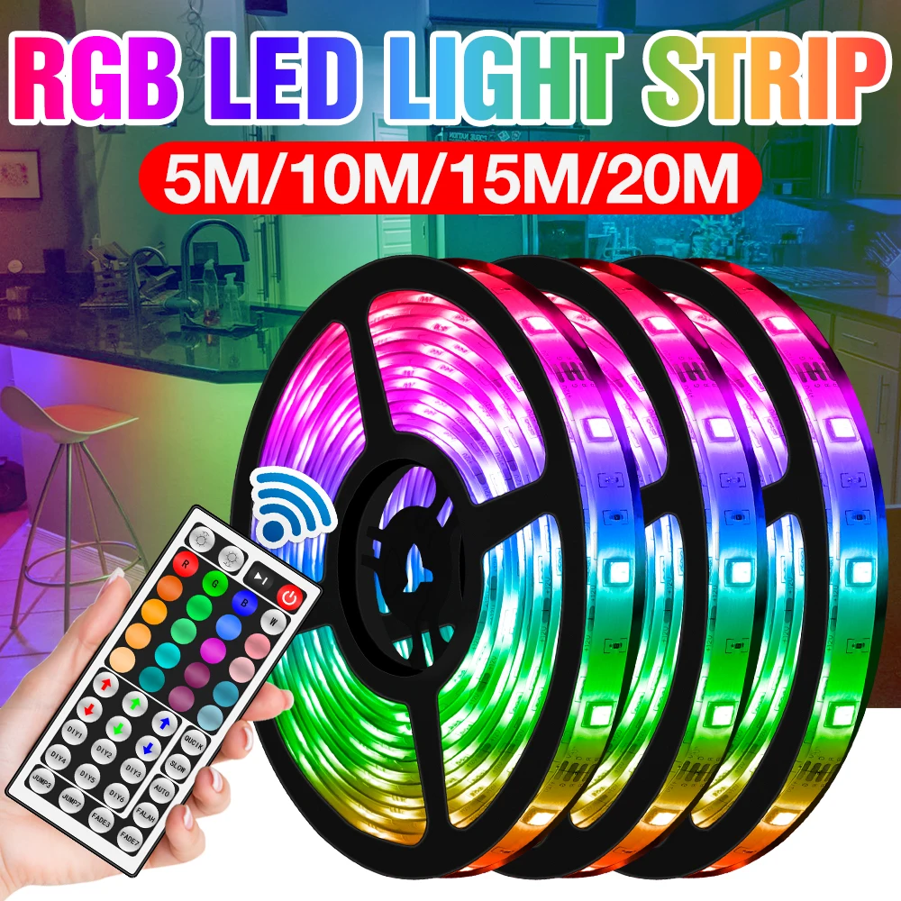 

LED RGB Light Strip Adapter 5050 SMD Flexible Tape USB DC12V Tape Diode Waterproof Remote Control RGB 5M 10M 15M 20M Stair Decor