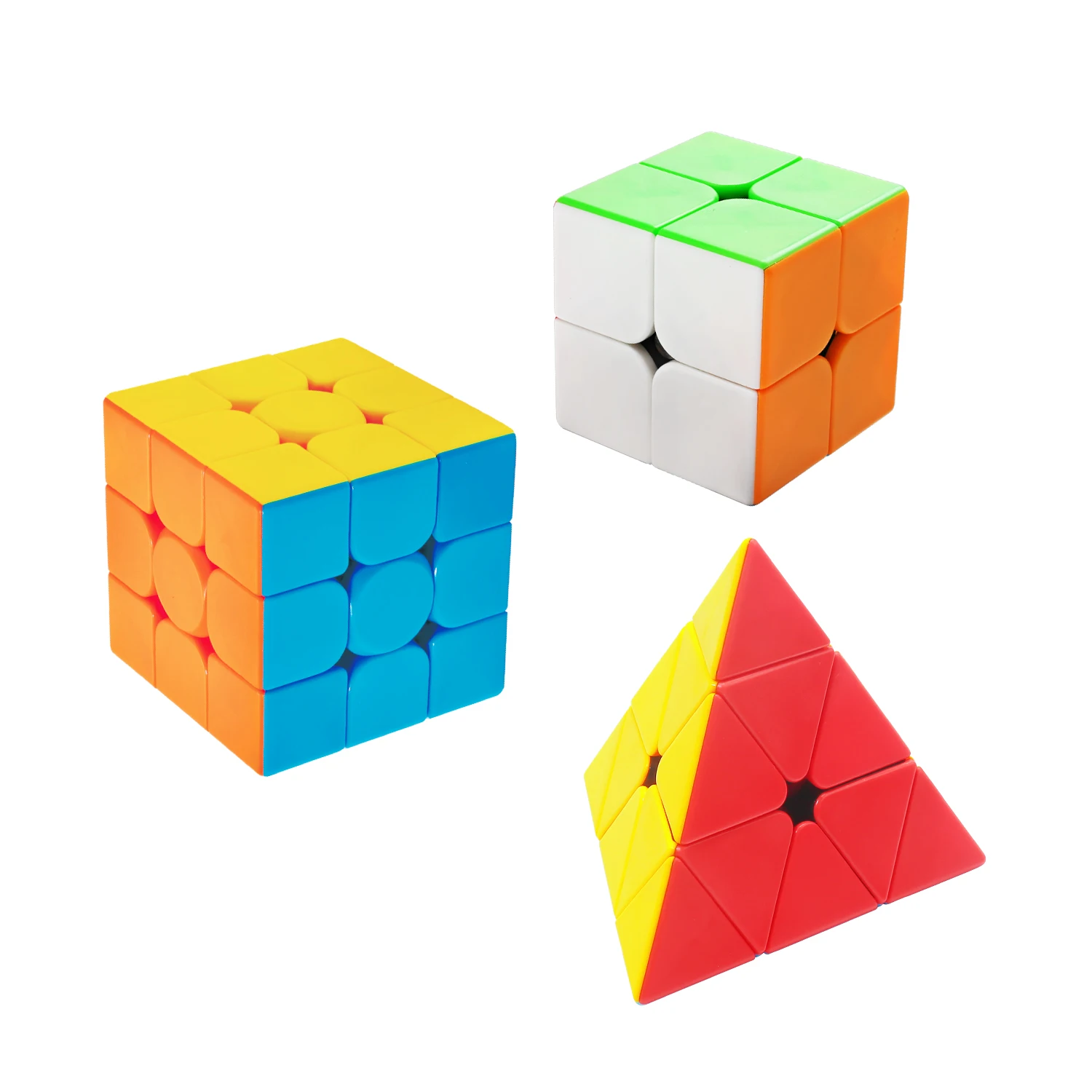 Speed Cube Set Of 2x2x2 3x3x3 Pyramid Stickerless Magic Cube Bundle