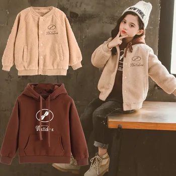 

2020 Western Style Suit Korean Girls Winter Big Boy Brushed and Thick Hooded Sweater Two-Piece Big Boy Fashion