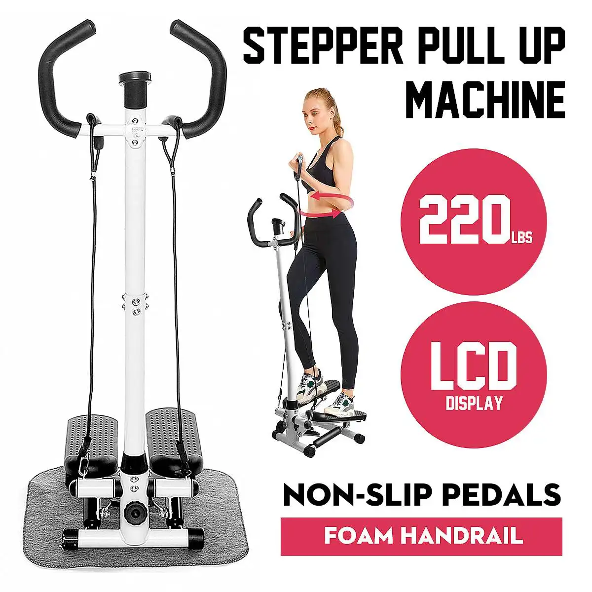 Portable Stepper Multifunctional Fitness Stepper Adjustable Silent Fitness Step Jogging Non-slip Pedal With LCD Display Home 