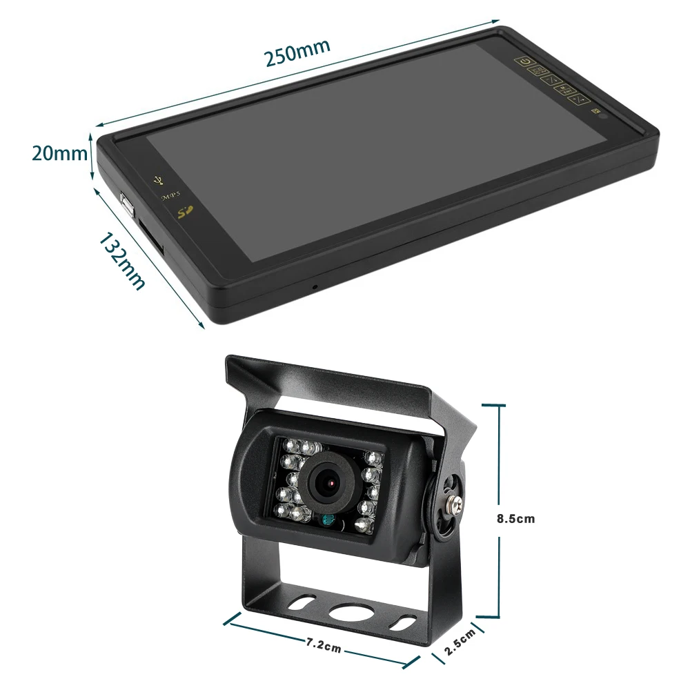 JIEPIE Backup Camera 9 MP5 Big Screen Mirror Monitor Kit System for Trucks Trailers IP68K Waterproof Reversing camera Monitor