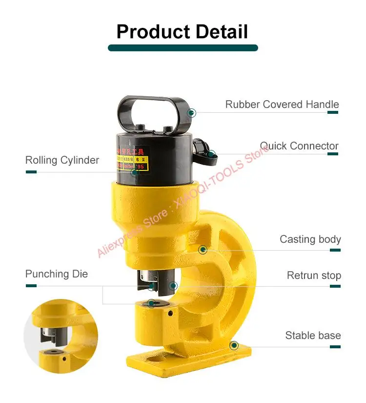 CH-60 Hydraulic Hole Punching Tool 31T Hole Digger Force Puncher Smooth For Iron Plate Copper Bar Aluminum Stainless Steel