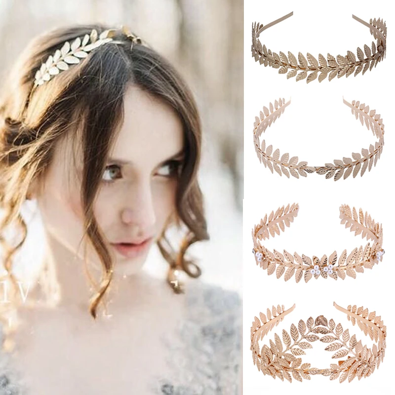 Diademas para la frente para mujer, diadema de dorado, diseño de hojas huecas de Metal, Aro el pelo, accesorios para el cabello para fiesta de boda|Joyería para el cabello| -