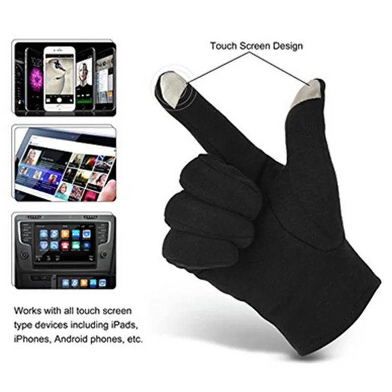 Зимние мужские перчатки на весь палец для смартфона, перчатки для сенсорного экрана, повседневные одноцветные мягкие перчатки для сенсорного экрана для мужчин