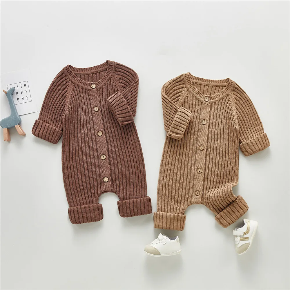 Baby Clothing Brief Style Toddler Boys Jumpsuits Infant Girls Knitwear Single Breast Baby Outerwear