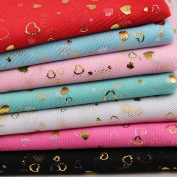

5M/lot Width 150cm Hot Stamping Love Tulle Fabric Gauze for Home Brithday Party Stage Wedding Decoration DIY Mesh Fabric