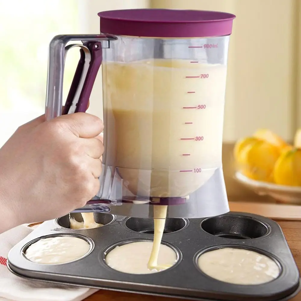 900ml Batter Flour Paste Dispenser For Cupcakes Cookie Cake Muffins  Measuring Cup Cream Speratator Pancake Batter Dispensers