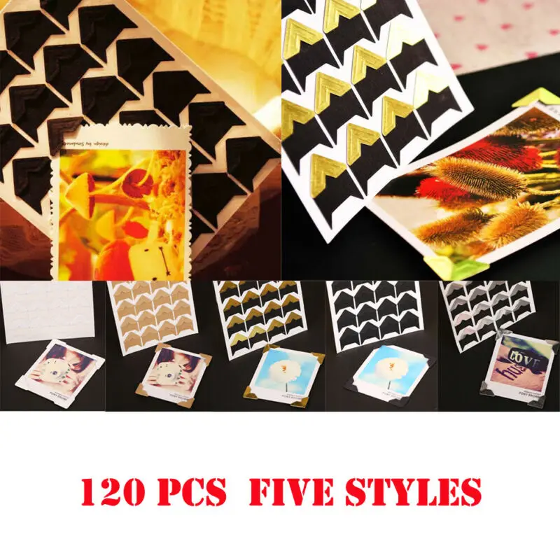 

120Pcs New Photo Album Frame Self-adhesive DIY Handcraft Frame Picture Corner Stickers Gifts